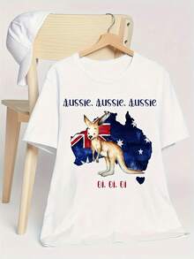 Camiseta de algodón ligero y transpirable con estampado de edición limitada, top casual de manga corta y cuello redondo, ropa de mujer para primavera/verano, algodón ligero. - Blanco - Ver 7