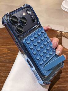 1件 DIY 四角電鍍吸盤手機殼，適用於 iPhone 18 Pro Max 17 16 15 14 13 12 11 Pro Max Plus，硬 PC 背蓋 - 藍色 - 查看 2