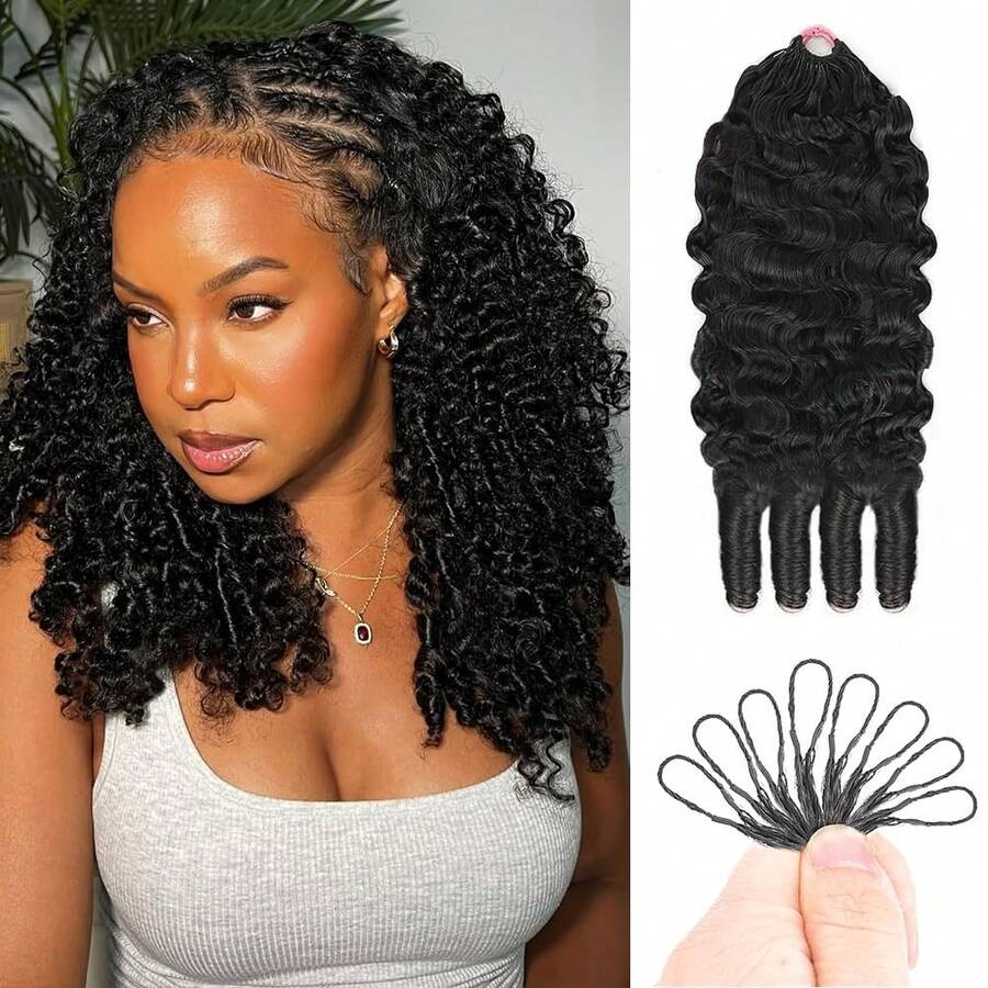 bling hair 5 Packs 250g Burmese Curly Crochet Hair 22inch Knotless Pre-Separated Crochet Hair With Spiral Curl Hair For Women Natural Black Color,Easy To Detangle And Install(22inch,1B) - Natural Black - 查看 1