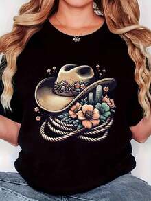 Nueva Llegada 2026: Camiseta de Manga Corta con Cuello Redondo, Estilo Casual de Viaje, Diseño Exclusivo, Color Blanco, Estilo Veraniego - Negro - Ver 1