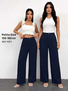 Pantalones casuales simples de unicolor para mujer para usar todos los días - Azul marino - Ver 8