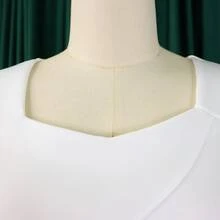 Nuevo Vestido Ajustado Color Sólido con Volantes Estilo Europeo Americano Elegante - Blanco - Ver 3