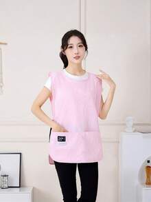 1pc Shirt-Style Apron With 2 Deep Pockets, Artistic Work Vest Suitable For Work, Painting, Cooking, Gardening, Office, And Cafe - Multicolor - View 9
