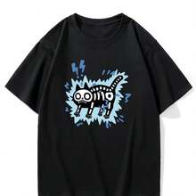 Camiseta americana de manga corta 100% algodón de peso pesado para hombre, camiseta veraniega de corte holgado y estilo oversize, camiseta de manga corta versátil y moderna. - Negro - Ver 1