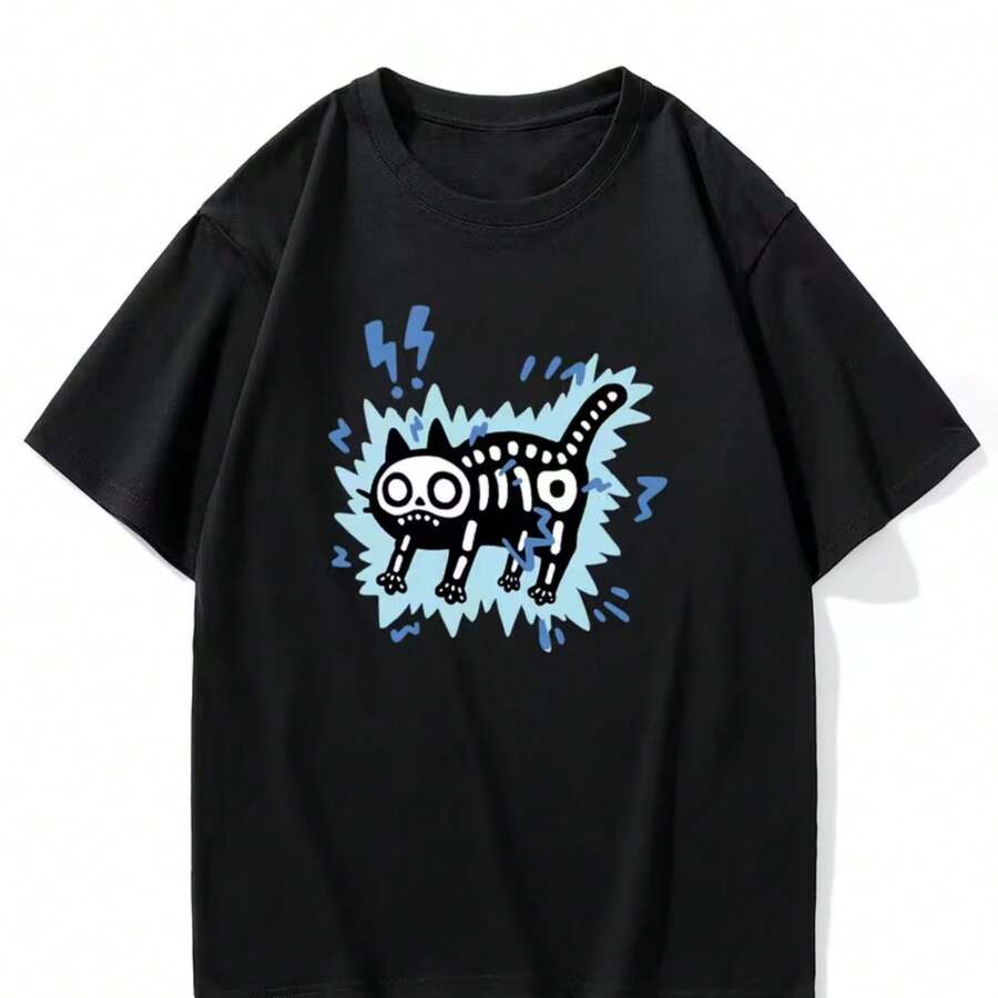 Camiseta americana de manga corta 100% algodón de peso pesado para hombre, camiseta veraniega de corte holgado y estilo oversize, camiseta de manga corta versátil y moderna. - Negro - Ver 1