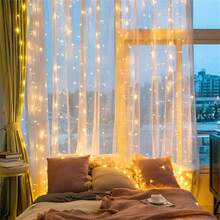 1件童話風簾幕燈,6米 X 3米 / 236.22英吋 X 118.11英吋,600顆LED燈,8種照明模式,電池供電,適合花園、露台、聖誕裝飾,節日、辦公室、臥室、飯店、派對、餐廳裝飾的完美禮物 - 電池盒窗簾燈串 - 查看 4