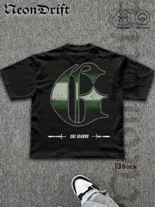 NeonDrift  Double-Sided Printing NeonDrift Men's T-Shirt Men's Short-Sleeve T-Shirt100% Cotton Fabric Soft & Skin-Friendly Unisex Style Gifts For Spring Festival, Valentine's Day, St. Patrick's Day & World Cup--Godspeed  Drift Car Graphic Tee Men Streetwear Vintage Racing Print Breathable Cotton Casual T Shirt For Car Enthusiasts And Urban Style Lovers - 黑色 - 查看 3