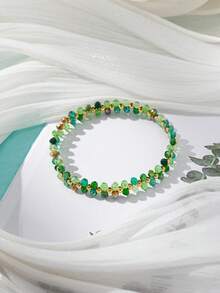 1pc Women's Fashion Minimalist Crystal Elastic Bracelet, Versatile & Suitable For Vacation Wear - Multicolor - View 12