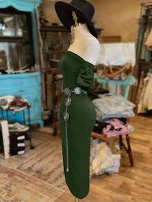 Vestido bandeau de unicolor de moda para mujer - Verde - Ver 6