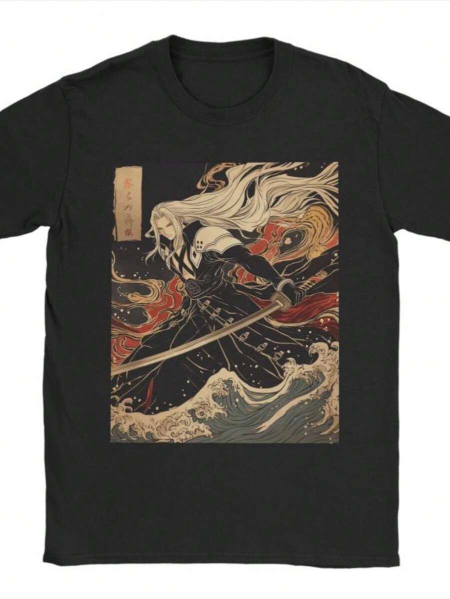 playeras de mujer 2026 Severotuki Ukiyo-e Embroidered T-Shirt - Men's and Women's T-Shirts - Summer Casual Loose-Fitting Fashion Top, Streetwear - Negro - Ver 1