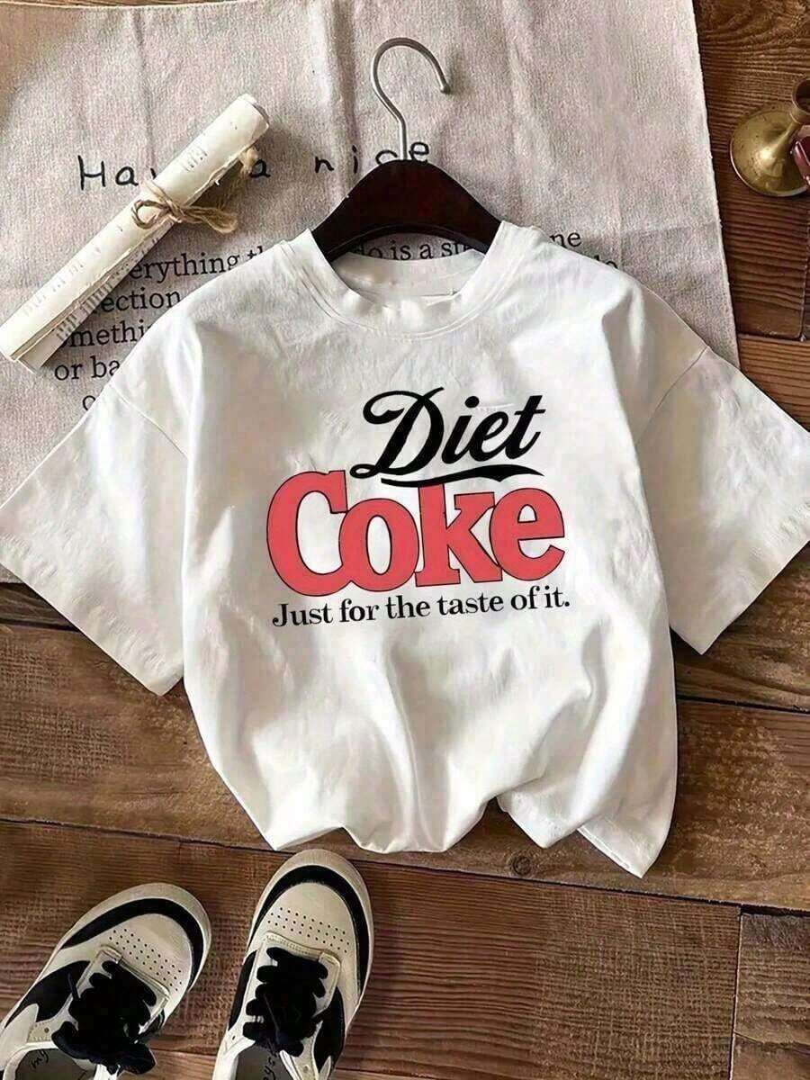 Women's Clothing Plus Size "Diet" Casual Graphic T-Shirt - Short Sleeve, Crew Neck, Light Beige, All Season T-Shirt With Fun Font Design, Casual Wear | Fun Font Design | Comfortable Fit, Diet Shirt Women's Shirts - 白色 - 查看 1