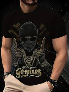 Camiseta de moda para hombre con estampado 3D novedoso Ale. - Negro - Ver 11