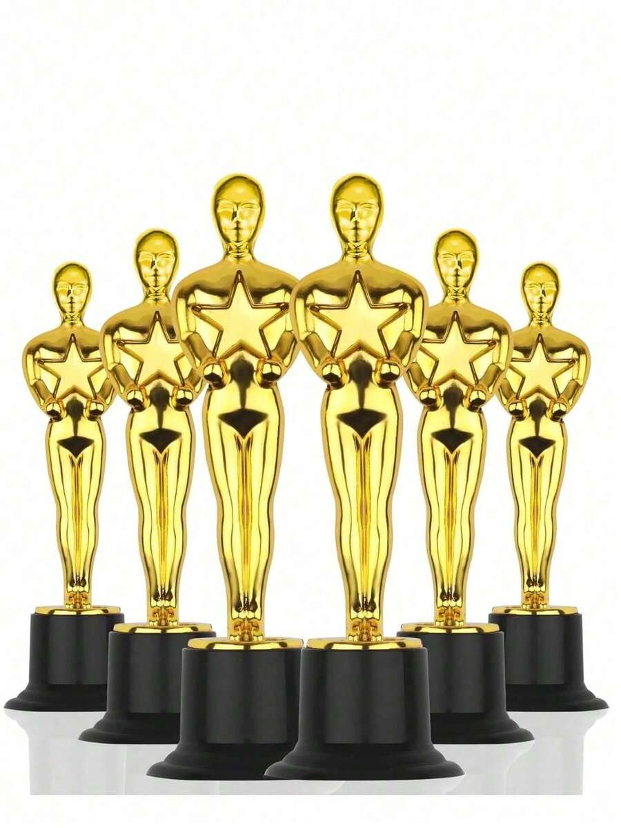 1/8/12/16/20pcs Gold Trophy Statue Set, Plastic Movie Award Style Trophy For Party Prizes, School Awards, Competition Rewards, Award Ceremonies & Thank You Gifts. Made Of Lightweight Plastic, These Award Trophies Are Suitable For Party Prizes