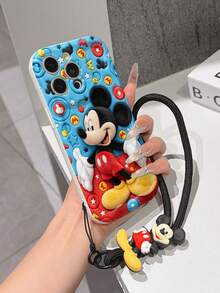 Disney Has Authorized, Phone Case - Chain Set, This Set Features A Mickey Mouse Phone Case Paired With A Detachable Silicone 3D Stitch Wrist Strap, Complete With A Metal Ring Attachment. Crafted Using A Unique 2D Wave-Texture Technique, The Case Is Made From Eye-Catching And Adorable TPU Material, Showcasing Classic Mickey And Minnie Mouse Designs. It Is Compatible With The Entire IPhoneseries, Including Models 17, 16, 15, 14, 13, 12, 11, XS, XR, X, Plus, Pro, And Max. This Stylish, Cartoon-Themed Protective Case Not Only Provides Robust, All-Around Protection For Your Device But Also Makes For The Perfect Gift For Friends And Family. IPhone17 Pro Max Case. Disney Phone Case. - White - View 2
