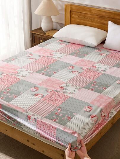1pc Heart Bow Print Ultra-Soft Fitted Sheet - Mattress Protector Only, Machine Washable, Perfect For Minimalist Dreamy/Cartoon/INS Styles, Elevates Bedroom Chic Vibe, Multi-Size (King/Queen/Full/Twin) For Home/Dorm/Apartment/Guest Room/Vacation Rental & Gifting
