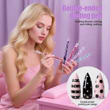 LANDOT 31pcs Nail Art Tool Kit, Including Nail Art Brushes, Dotting Tools, Dust Brush, Long Striping Brush, Drawing Pens, Suitable For Nail Art Design - Beige - View 7