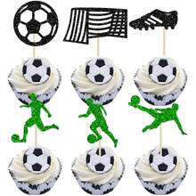 Decoraciones de pastel de fútbol de la Copa del Mundo, adornos, suministros para fiestas, banderas para hornear, decoraciones de cumpleaños felices, regalos de regreso a la escuela, suministros para fiestas, ramos de fiestas de cumpleaños, decoraciones de escena con tema lindo, decoraciones interiores. - Multicolor - Ver 16