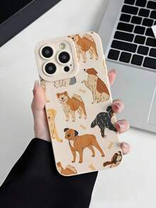 Funda de silicona líquida para teléfono móvil con estampado de perro y hueso en patrón crema, protección de Body completo, a prueba de golpes y caídas, de goma suave TPU compatible con iPhone y Galaxy - Multicolor - Ver 2