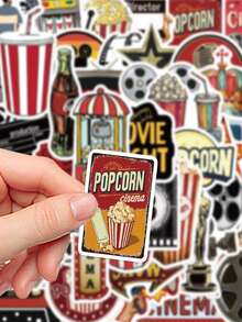 50pcs Vintage Movie Stickers For Journal, Scrapbook, Planner, Suitcase, Phone Case, Notebook, Tablet, Skateboard, Guitar, Holiday Decoration, Self-Adhesive Seal Stickers - Retro Movies - View 5