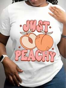 Camisetas Vintage para Mujer con Diseño de Fruta "Just Peachy", 100% Transpirables, Camisetas Modernas y Frescas para Mujer - Blanco - Ver 7