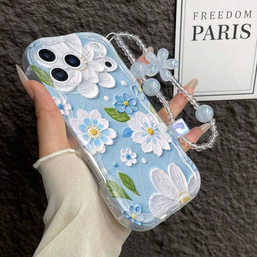 花卉油画图案防震手机壳,独特波浪边框设计,配有同款挂绳。兼容 Galaxy S22/23/24/S25/A04/05/06/A07/A17/A14/A15/A16/A24/A25/A34、Note 7/8/9/10/11/12/13/14、9/10/12/13C/14C/A5、Honor X、HW、C53 C55 等机型。 - 透明殼 - 查看 1