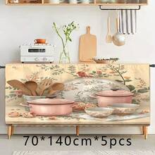 1 chiếc khăn trải bàn bằng nhung polyester in hoa hồng màu hồng, dùng làm rèm tủ bếp, dễ treo, lý tưởng cho trang trí nhà cửa, phù hợp với tủ bếp, tủ giặt, tủ đựng đồ, cũng có thể dùng làm rèm ngắn. - Nhiều màu - Xem 15