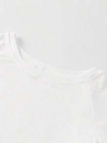 3 piezas Camisetas ajustadas con cuello asimétrico para mujer, tops básicos con cuello asimétrico en negro, blanco, rosa - Negro 3 - Ver 4