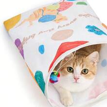 Túnel plegable para gatos con sonido crujiente, incluye bola de peluche, juguete interactivo de autoentreten imiento para mascotas para interiores - Multicolor - Ver 9
