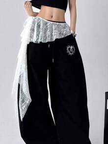 Spring/Summer Layering Essential Vintage Versatile Lace Trim Triangle Scarf, One-Piece Tie-Up Viral Butt Curtain - A - View 5