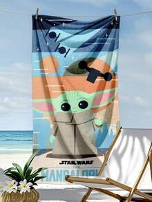 Hasbro 柔软吸水主题沙滩巾，饰有Grogu印花，轻盈速干超细纤维材质，亮丽蓝色搭配色彩缤纷的卡通图案，是海滩、泳池、旅行、健身房和户外活动的理想之选。大尺寸设计，使用舒适，防沙面料，是擦干身体的理想选择。 - Silver-2pcs - 查看 15