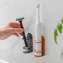 2pcs Wall Mounted Toothbrush & Makeup Brush Holder, No Drilling Toothpaste & Toothbrush Organizer, Razor Stand Storage Rack, Oral Care & Cosmetic Brush Holder, Bathroom Accessories, Suitable For Bathroom And RV Bathroom, Bathroom Essentials - Storage Rack - View 3