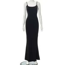 Q21DS653 European And American Women's Clothing 2022   Casual Sleeveless High-Waisted Slim-Fit Suspender Dress - màu nâu - Xem 7