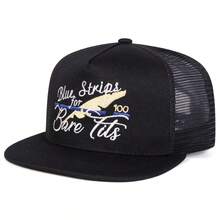 1 Stück Herren Blau Streifen Snapback Hut ohne Verschluss, personalisierte bestickte Buchstaben Baseball Kappe, Straßen Hip-Hop Mode lässig Hut für Frühling, Herbst, Reisen, Strand, Festival, Urlaub - Mehrfarbig - Übersicht 4