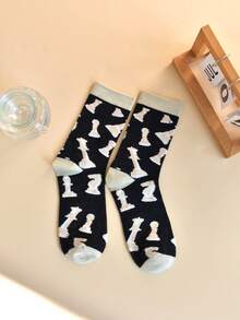 5/3 pares de calcetines con patrón de ajedrez romano, calcetines de media pantorrilla, calcetines versátiles, transpirables y que absorben la humedad para todas las estaciones según la de INS - Multicolor - Ver 13