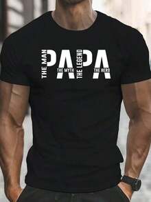 Camiseta Gráfica "Para Hombre.El mito.La Leyenda.Papá" - , Ligera y Transpirable de 180gsm, Manga Corta Cuello Redondo Retro  Regalo de Cumpleaños del Padre, Ropa Casual de Verano - Negro - Ver 6