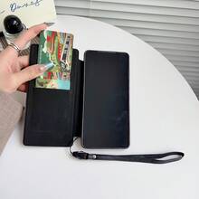 奢華鑽石皮革翻蓋手機殼+掛繩，卡槽設計，支援無線充電－全方位防震保護殼附鏡頭膜保護，相容 iPhone 17 Pro Max 17 Pro 17 Air 16 Pro Max 16E 16 15 Pro Max 14 13 12，相容 Galaxy S26 Ultra/S26+/S26/S25 Ultra/S25+/S25/S25 Edge/S22 Ultra/S23 Ultra/S23+/S23/S24 Ultra/S24 PLUS/S24/A07/A16/A17/S23 FE/A55/A56/A57 - 黑色 - 查看 6
