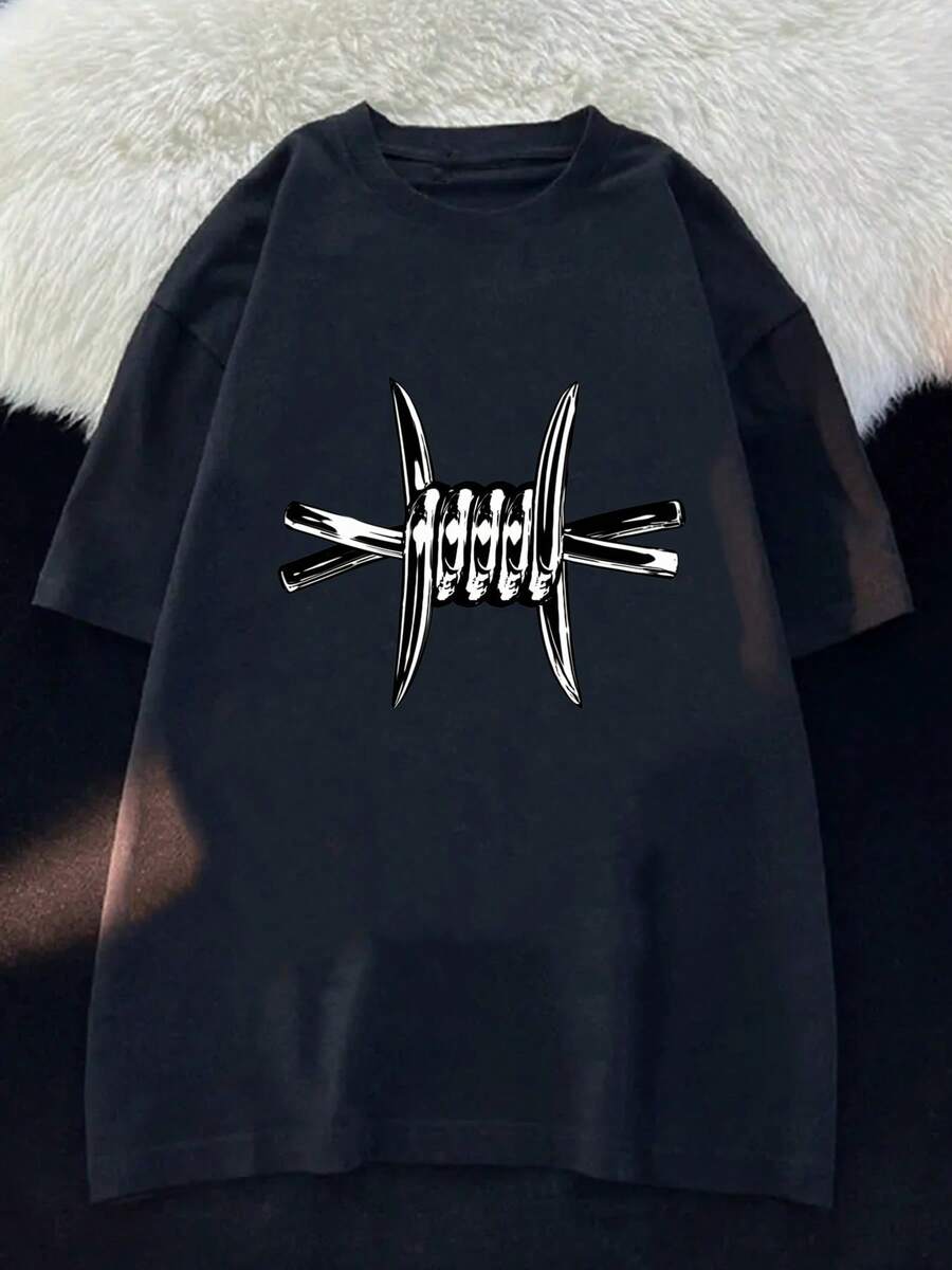 Y2k Fashion Oversize T-Shirt - 黑色 - 查看 1