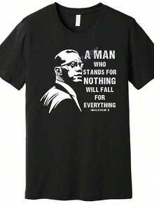 1 camiseta con cita inspiradora de Malcolm X - Camiseta casual de manga corta con cuello redondo para hombre, 100% algodón, elasticidad media, color negro sólido, corte regular, 180g/M2 - Ropa de moda TT2 - Blanco - Ver 1