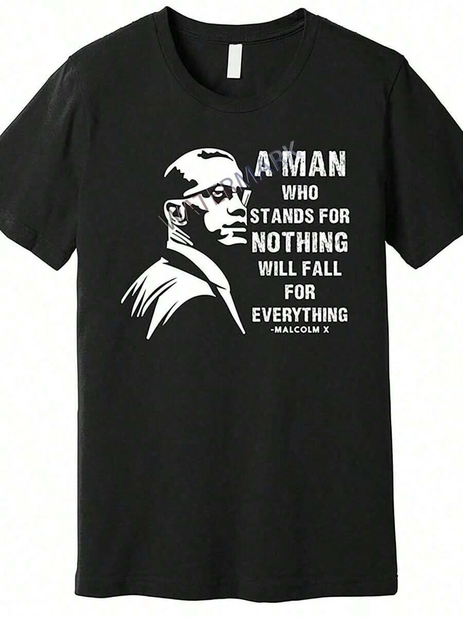 1 camiseta con cita inspiradora de Malcolm X - Camiseta casual de manga corta con cuello redondo para hombre, 100% algodón, elasticidad media, color negro sólido, corte regular, 180g/M2 - Ropa de moda TT2 - Blanco - Ver 1