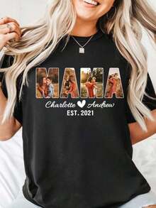 Camiseta Personalizada para Mamá, Camiseta con Foto de Mamá, Regalo para Mamá, Camiseta con Foto de Mamá, Regalo Personalizado para Cumpleaños/Día de la Madre/Festividades/Vida Cotidiana, 100% Algodón. - Negro - Ver 1