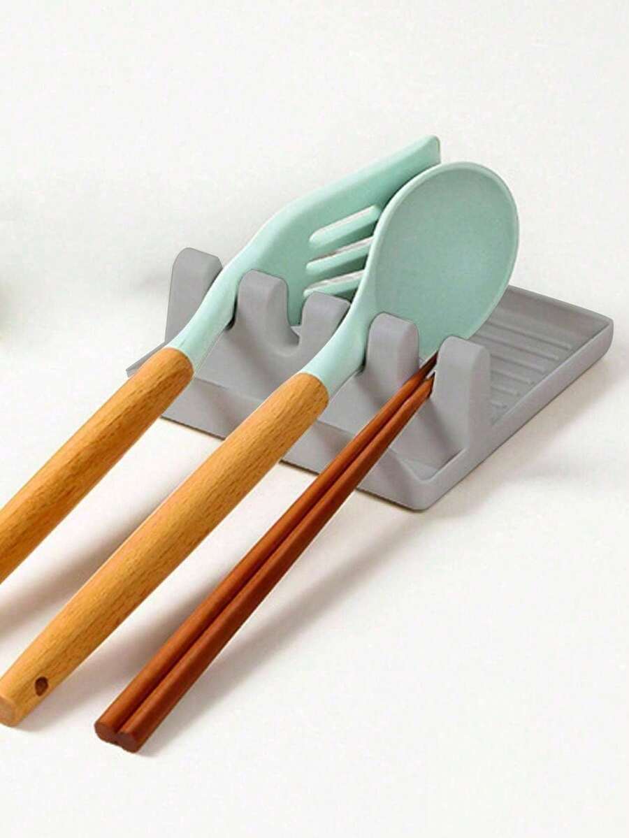 Soporte de utensilios de cocina de silicona con almohadilla de goteo - Organizador todo en uno para cucharas, espátulas, tapas y herramientas de cocina - Accesorio de cocina resistente al calor y antideslizante - tapete de espátula - Ver 1