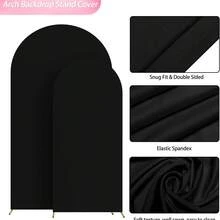 5ft, 6ft, 6.6ft, 7.2ft Beige Wedding Arch Drape Cover, Elastic Sides Fit Arch Frame, Suitable For Birthday Party Wedding Arch Decor (Arch Frame Not Included, Fabric Background Only) - Black - View 6