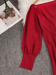 Fashionable Maxi Dress With Style, Sexy, Off-The-Shoulder And Casual - 酒紅色 - 查看 3