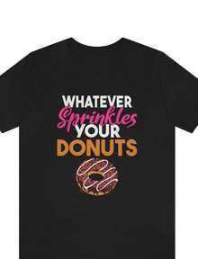 1 camiseta "Lo que sea que cubra tus donuts", camiseta de donuts, camiseta de postres, camiseta divertida de comida, camiseta para amantes de los donuts, camiseta gráfica divertida, regalo para mejor amigo, 180g 100% algodón. - Negro 8 - Ver 7