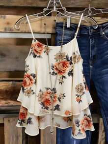Conjunto de verano de mujer con top estampado y tejido, nueva blusa de verano - Albaricoque 4 - Ver 1