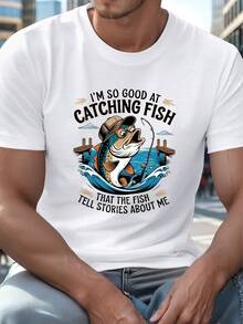 Camiseta de Verano para Hombres Altos y Grandes - Gráfico Humorístico de Viejo Pescador, Camiseta Casual de Manga Corta, Poliéster Transpirable, Lavable aáquina, TALLA - Blanco - Ver 6