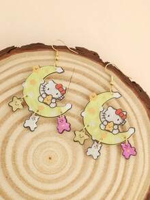 SANRIO 可爱软萌卡通月亮星星KT猫咪百搭创意设计耳环 - 月亮kt貓 - 查看 2