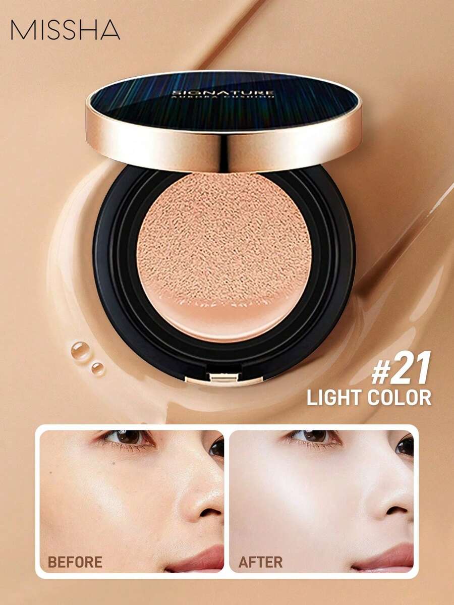 Missha 氣墊粉底液,長效控油、防水防汗、隱毛孔(附替換芯)。適合所有膚質,非常適合 Gen Z 和 Y2K 愛好者在派對和約會時使用,是理想的母親節禮物。12g*2/0.42oz - 21 LGHT COLOR - 查看 1