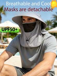 1 pieza Sombrero de cubo unisex con protección UV y máscara facial, transpirable, con estampado de camuflaje para pesca, senderismo y actividades al aire libre, color aleatorio, primavera/verano - Multicolor - Ver 1