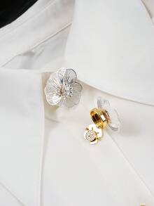 2 Cubiertas de botón con flor calada exquisita, gemelos de strass desmontables, decoración de botón de camisa/vestido de metal floral elegante para hombres y mujeres, juego de botones ligero adecuado para bodas, ceremonias de graduación, cenas y otras ocasiones, accesorios formales y regalos unisex - A - Ver 1